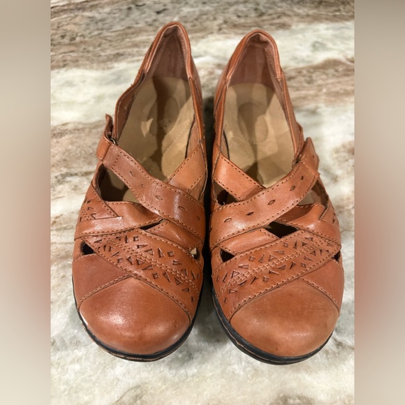 CLARK’S Tan Ashland Spin Q Slip-On Mary Jane Loafer Flat Leather Comfort Shoes - Picture 2 of 10